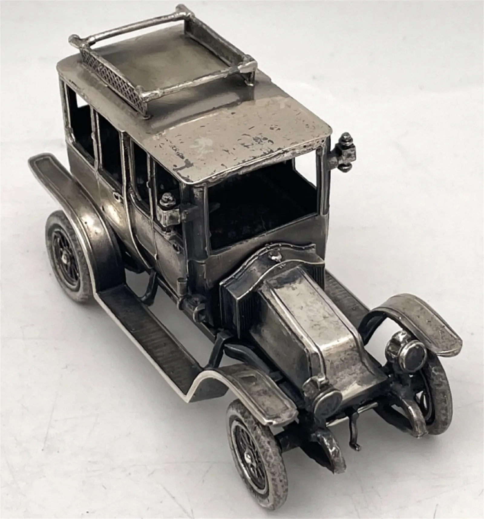 Italian Sterling Silver Set of Rare and High Quality 11 Miniature Car Vehicle Automobiles Figurines