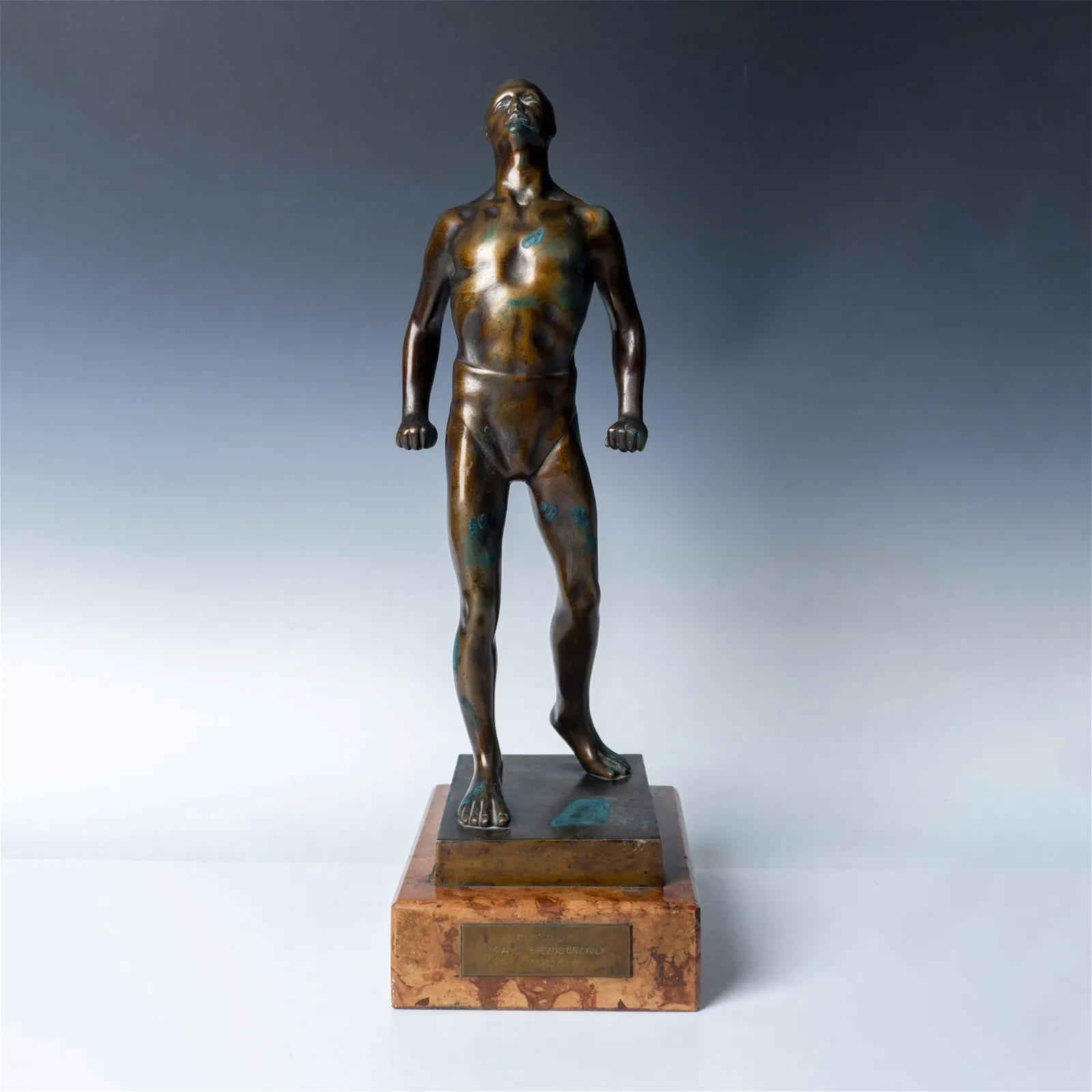 Hungarian Bronze Sculpture, Athletic Man in Swim Briefs