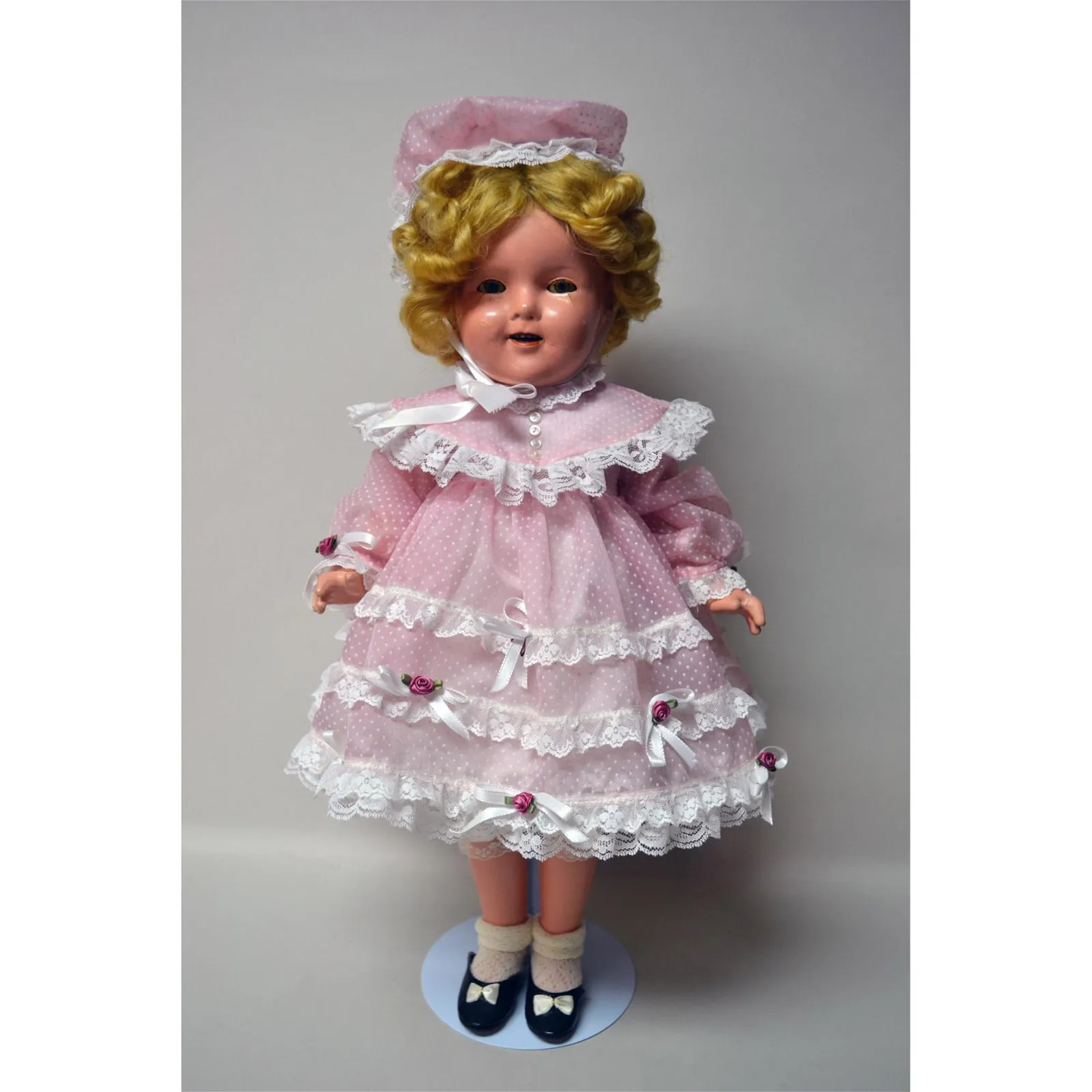 Vintage Original Shirley Temple Doll , 22" H. With Glass Case
