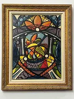 Amelia Pelaez, Cuban, (1896-1968) Framed Oil on Canvas signed and dated with COA