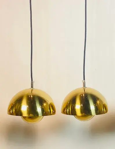 Pair of Flowerpot pendant lights by Verner Panton. Image courtesy of Cain Modern Auctions. 
