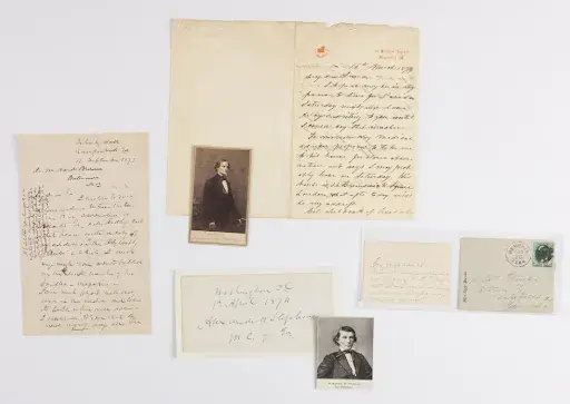 Collection of letters from Jefferson Davis, Varina Davis, and Alexander Stephens. Image courtesy of Everard Auctions and Appraisals. 
