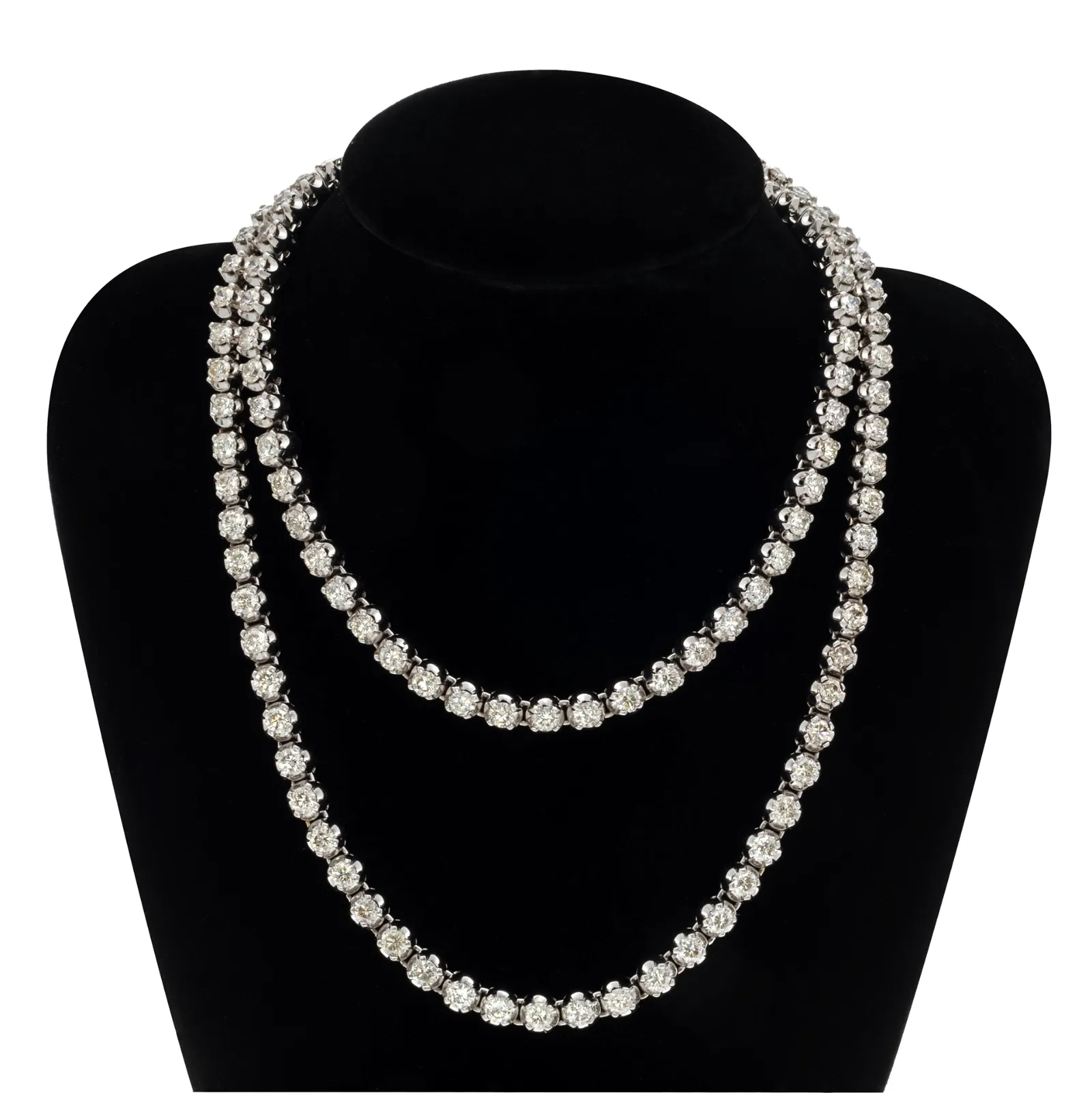 Diamond, 10k White Gold Riviere Necklace
