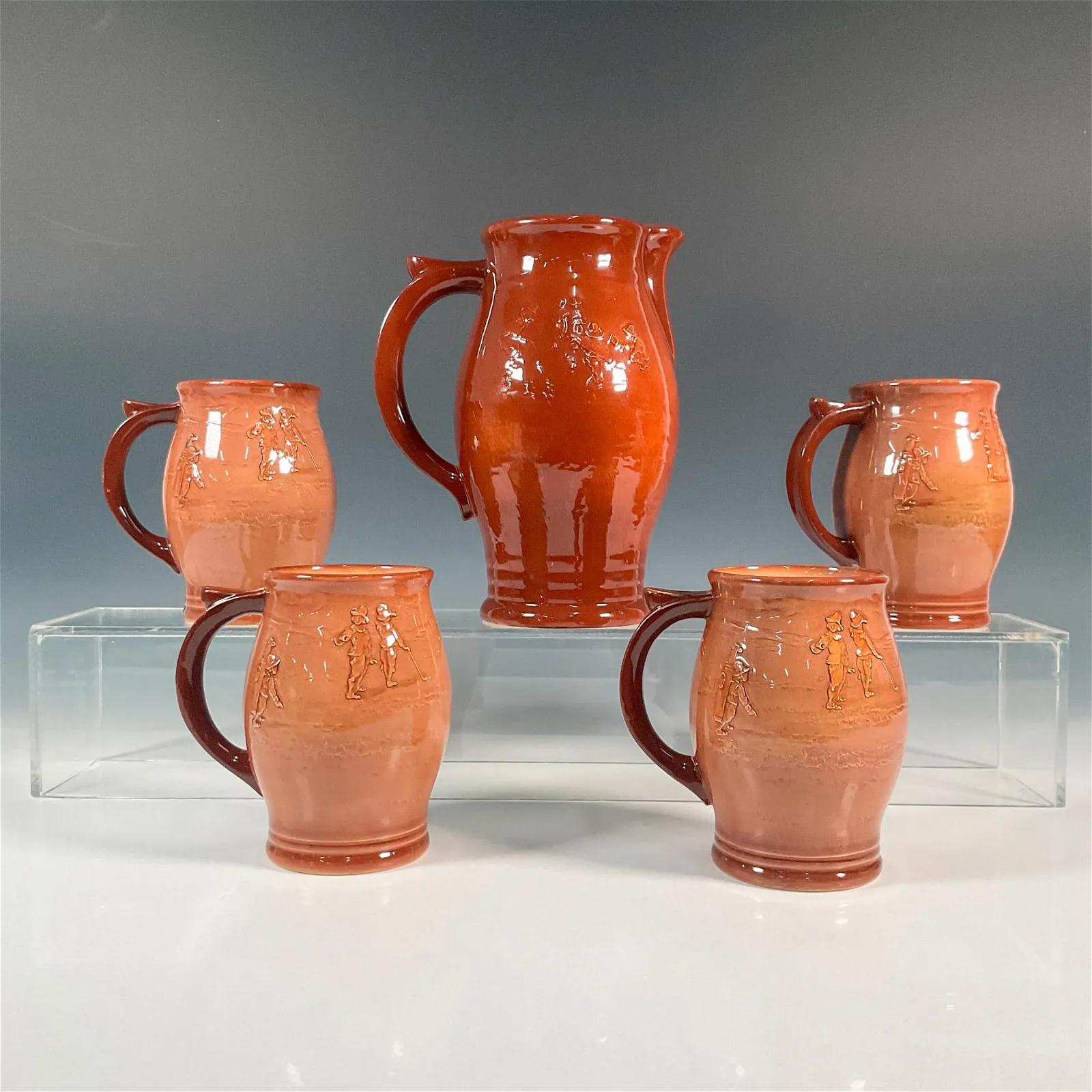 5pc Royal Doulton Seriesware Pitcher and Mugs Set, Golfers