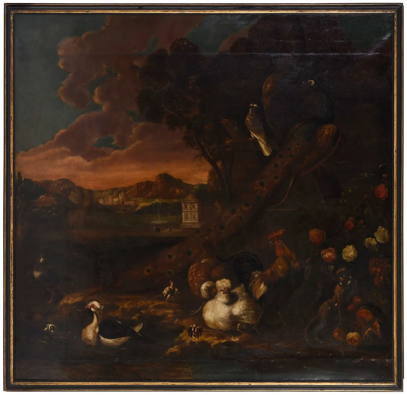 Manner of Melchior de Hondecoeter, A Pair of Menagerie Paintings