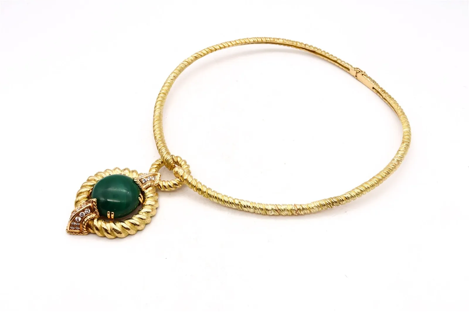 Chaumet 1960 Paris Complete Boxed Suite In 18Kt With 62.56 Cts In Diamonds And Malachite