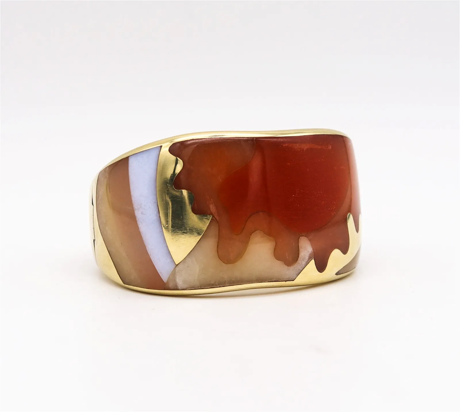 Tiffany Co 1977 Angela Cummings Abstracts Bangle In 18Kt Gold With Inlaid Agates