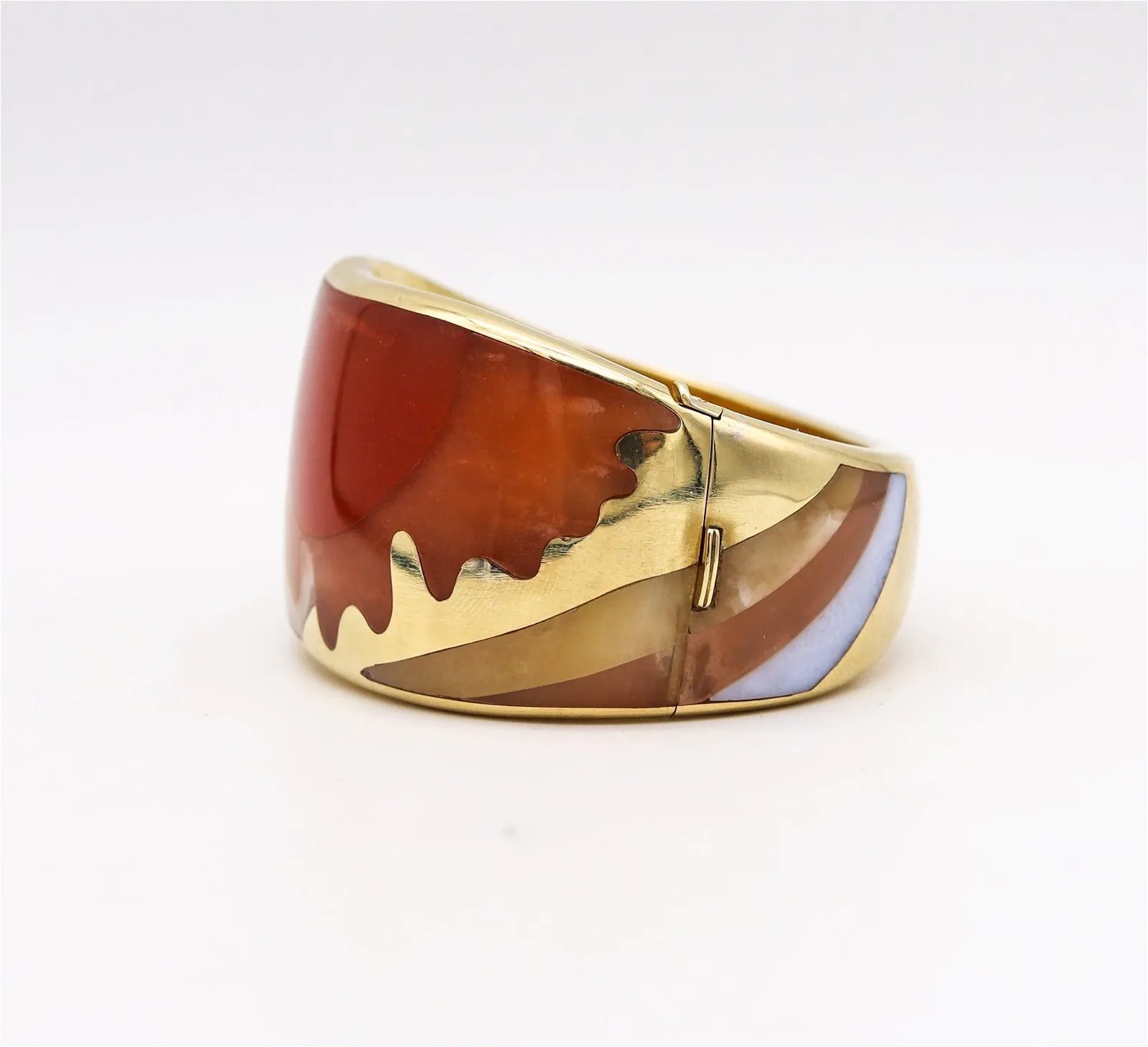 Tiffany Co 1977 Angela Cummings Abstracts Bangle In 18Kt Gold With Inlaid Agates