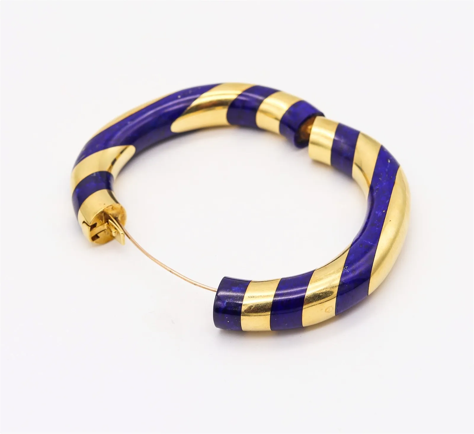 Tiffany And Co. 1977 Angela Cummings Geometric Bangle In 18Kt Gold With Lapis