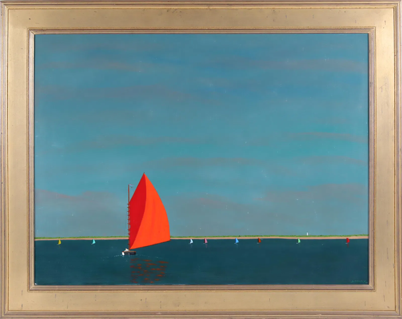 Robert Stark Jr. Oil on Canvas Nantucket Rainbow Fleet