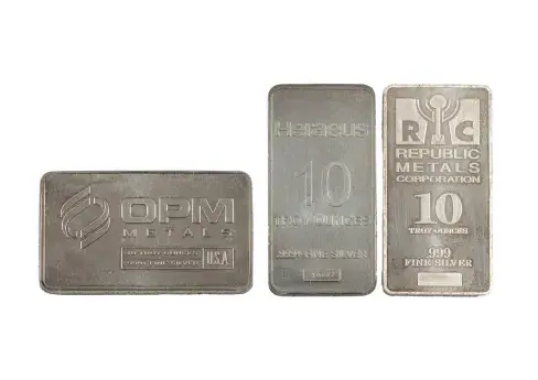 Three 10 Ozt Silver Bars (30 Otz.)