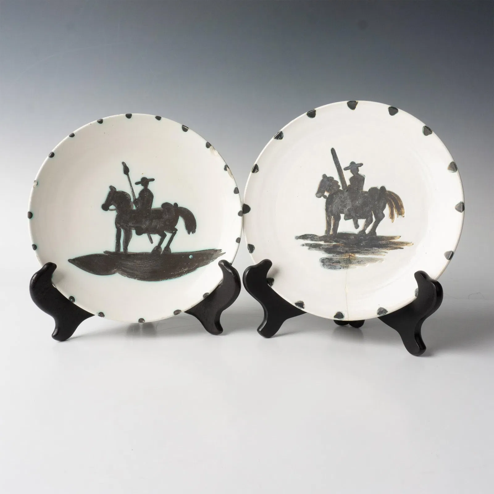 Pablo Picasso (After) 2 Madoura Ceramic Plates, Picador