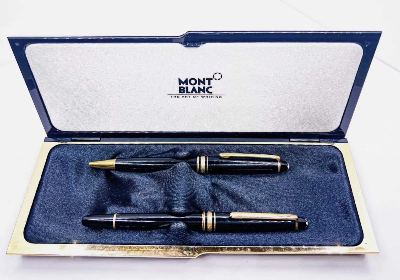 Montblanc Meisterstuck 2pcs Set Box Fountain Pen 14k Gold 585 Nib Ballpoint Pen