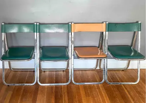 Arrben Italian Chrome and Leather Folding Chairs