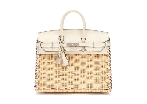 Hermès (Limited Edition Nata Swift and Osier Wicker Picnic Birkin 25 Palladium Hardware, 2023)