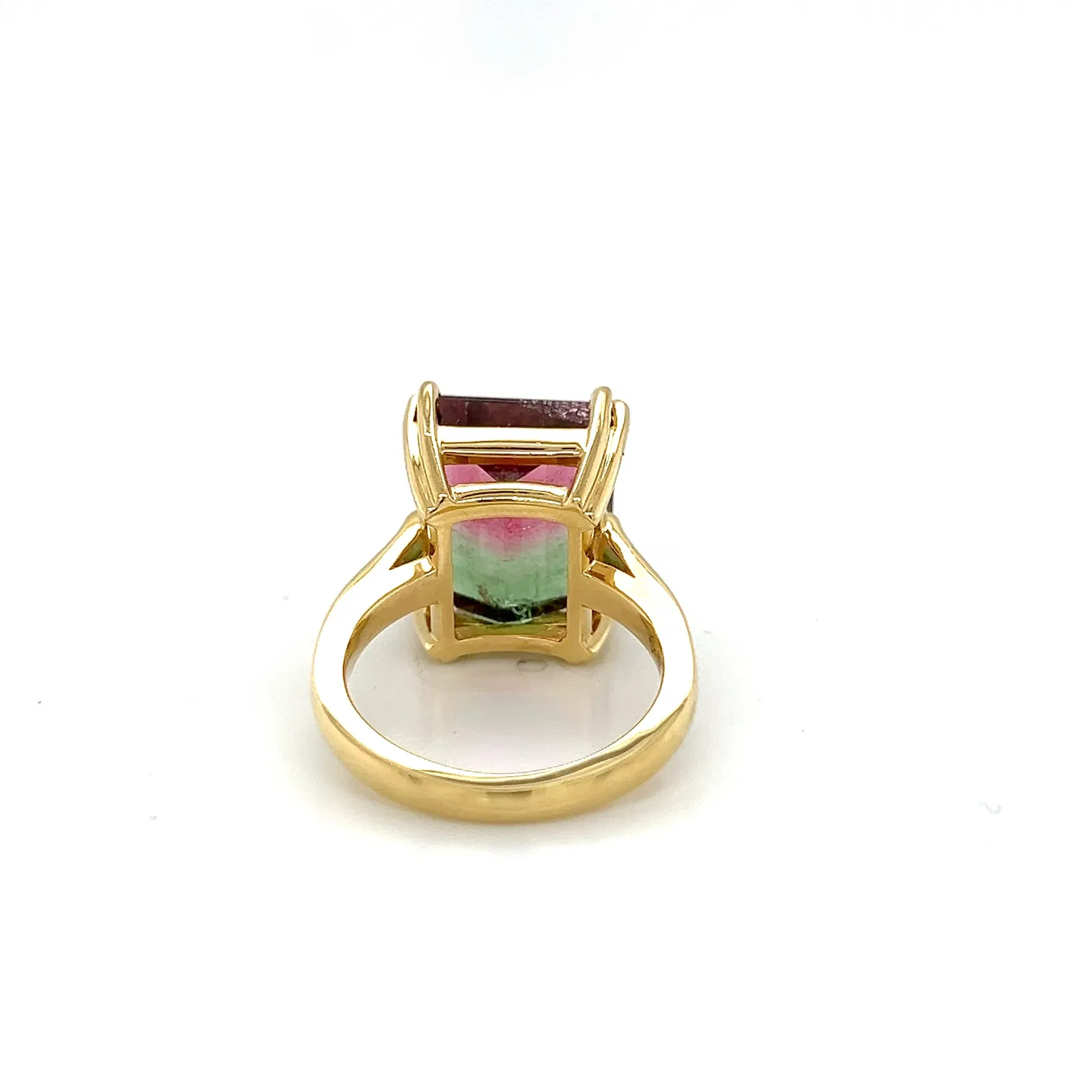 18k Emerald Cut Watermelon Tourmaline Ring