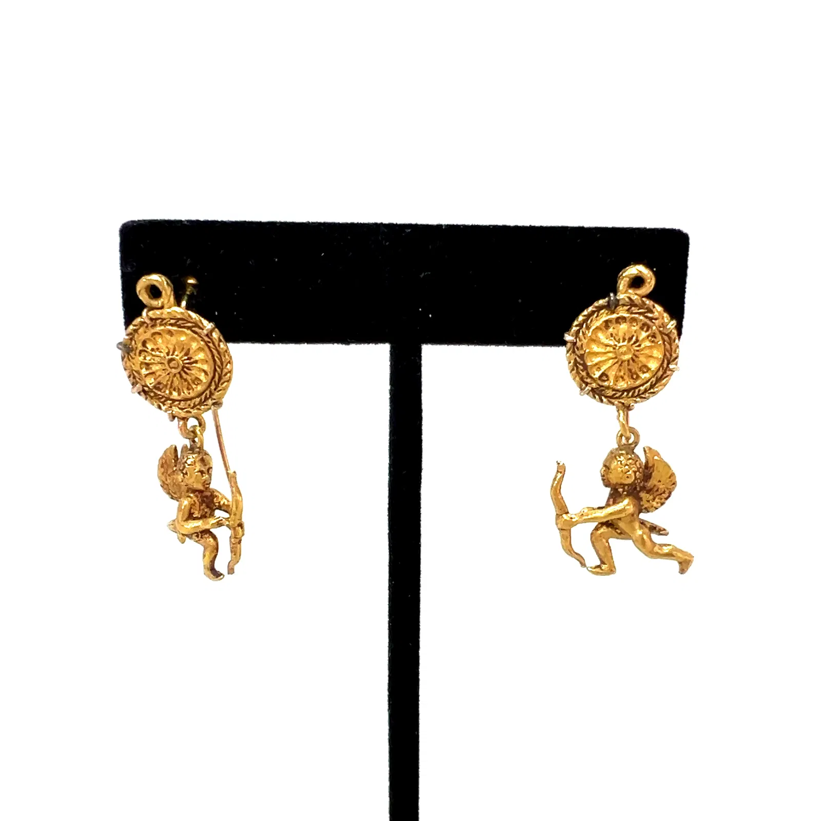 Pair of Ancient Greek Gold Eros Earrings