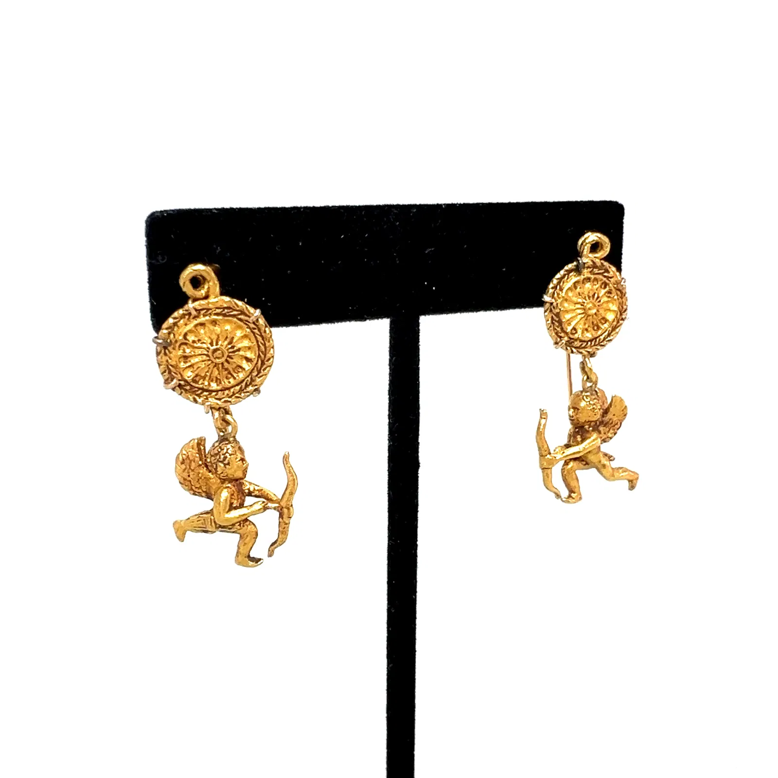 Pair of Ancient Greek Gold Eros Earrings