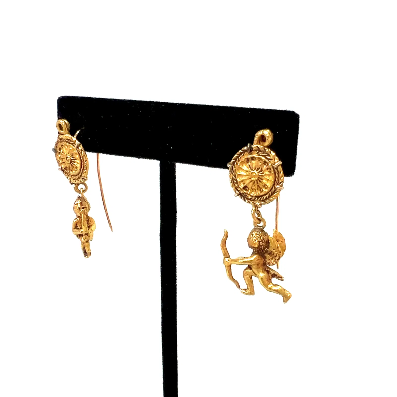 Pair of Ancient Greek Gold Eros Earrings