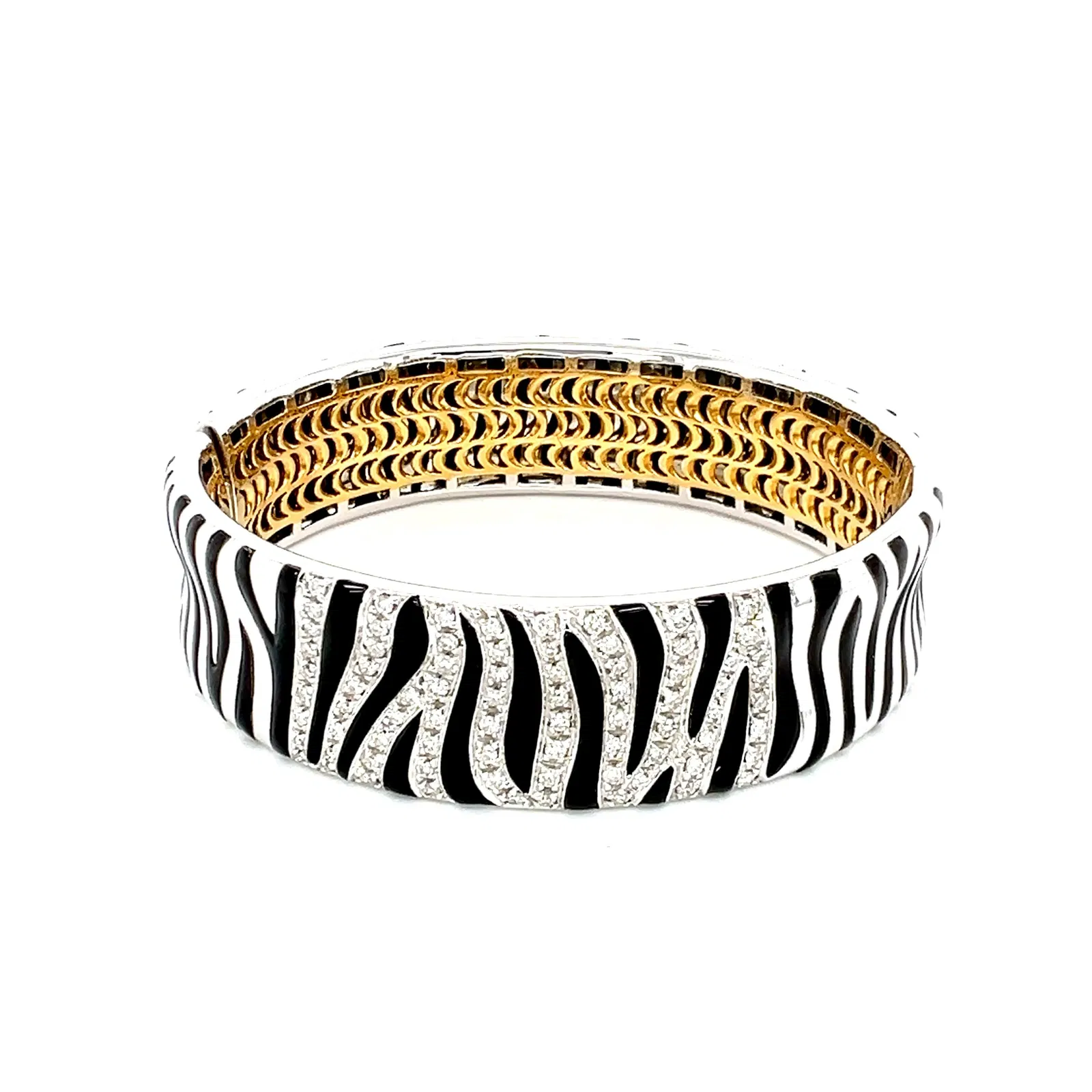 Roberto Coin 18k Diamond and Onyx Zebra Stripe Bangle