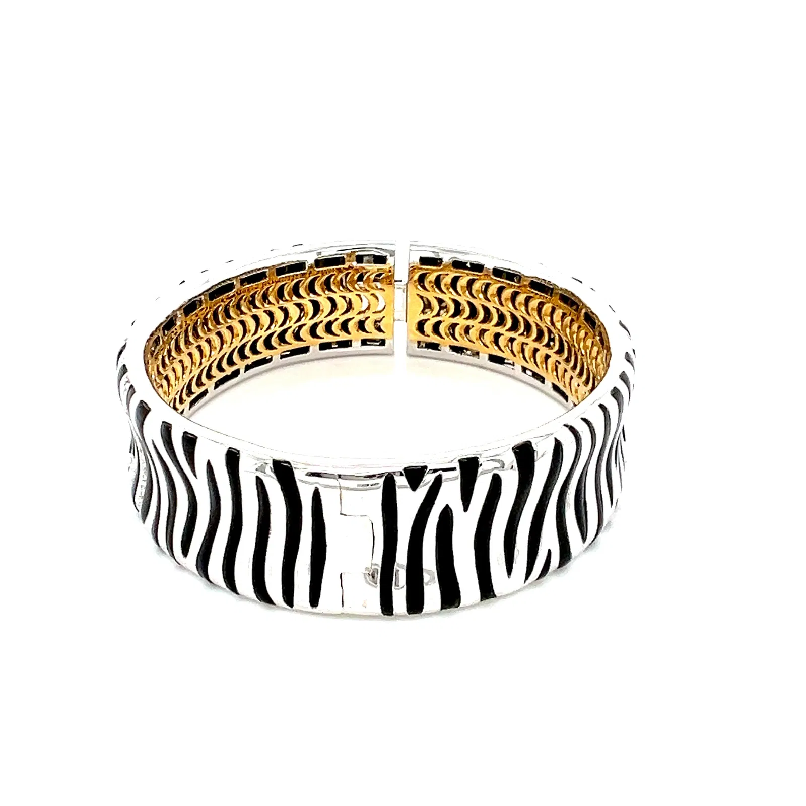 Roberto Coin 18k Diamond and Onyx Zebra Stripe Bangle