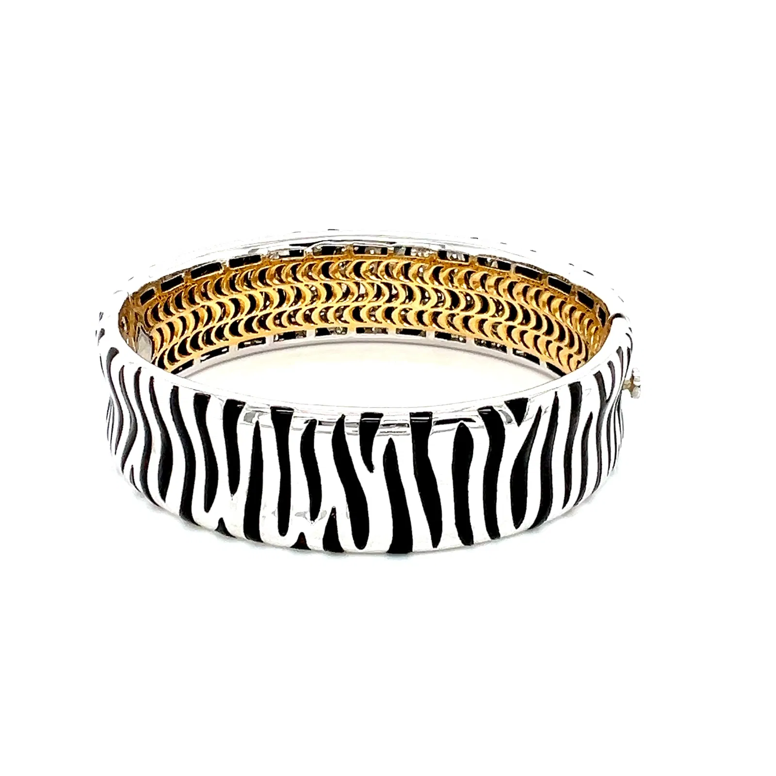 Roberto Coin 18k Diamond and Onyx Zebra Stripe Bangle