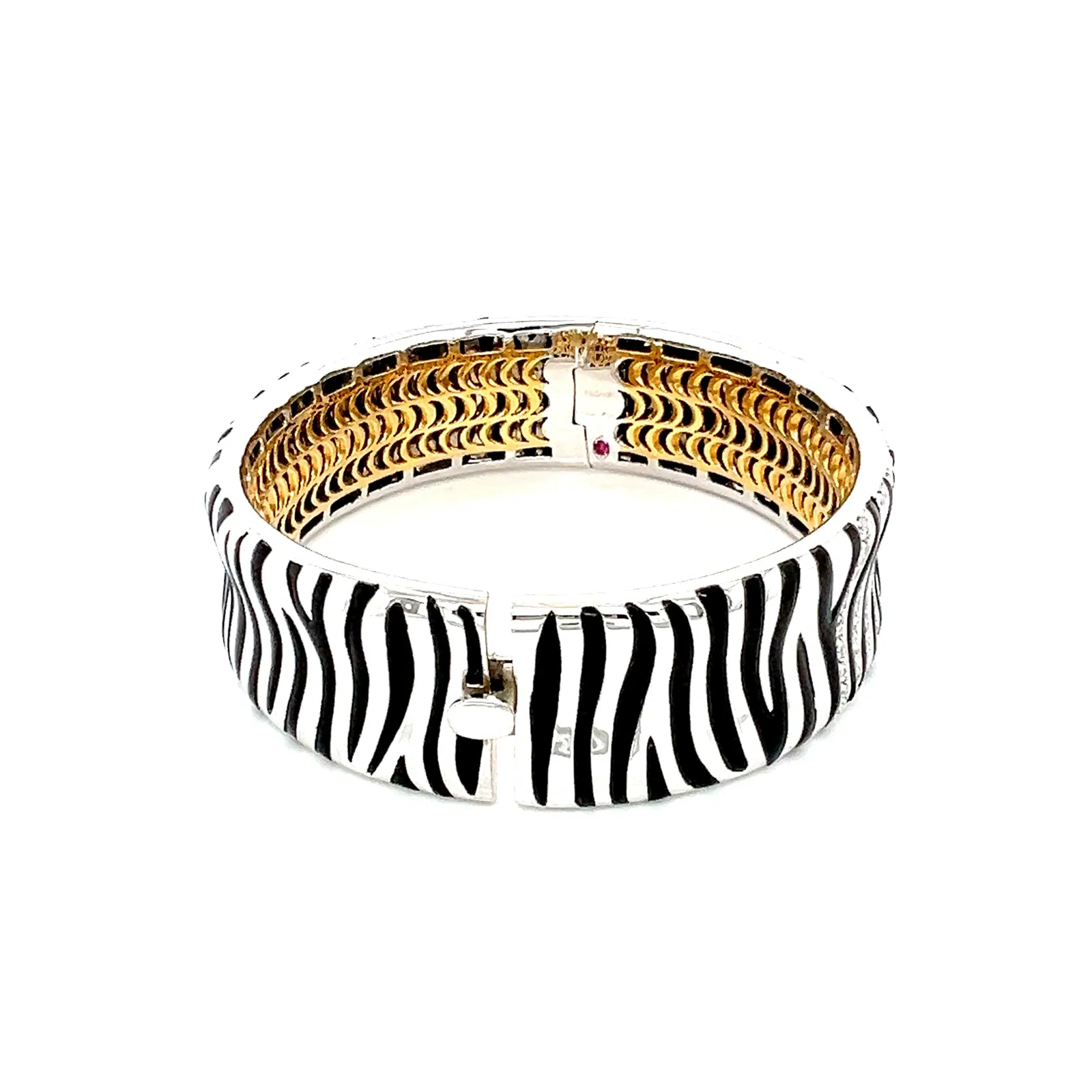 Roberto Coin 18k Diamond and Onyx Zebra Stripe Bangle