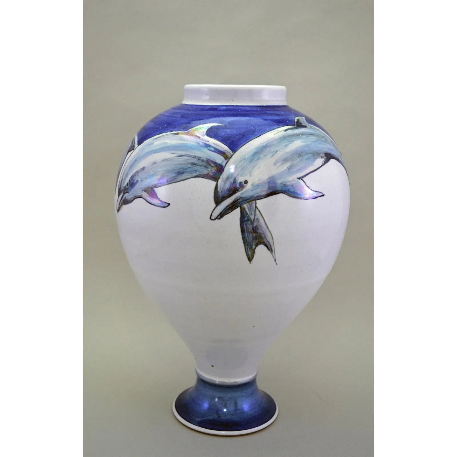 Hawkins Pottery Original Premier Tropical Dolphins Vase