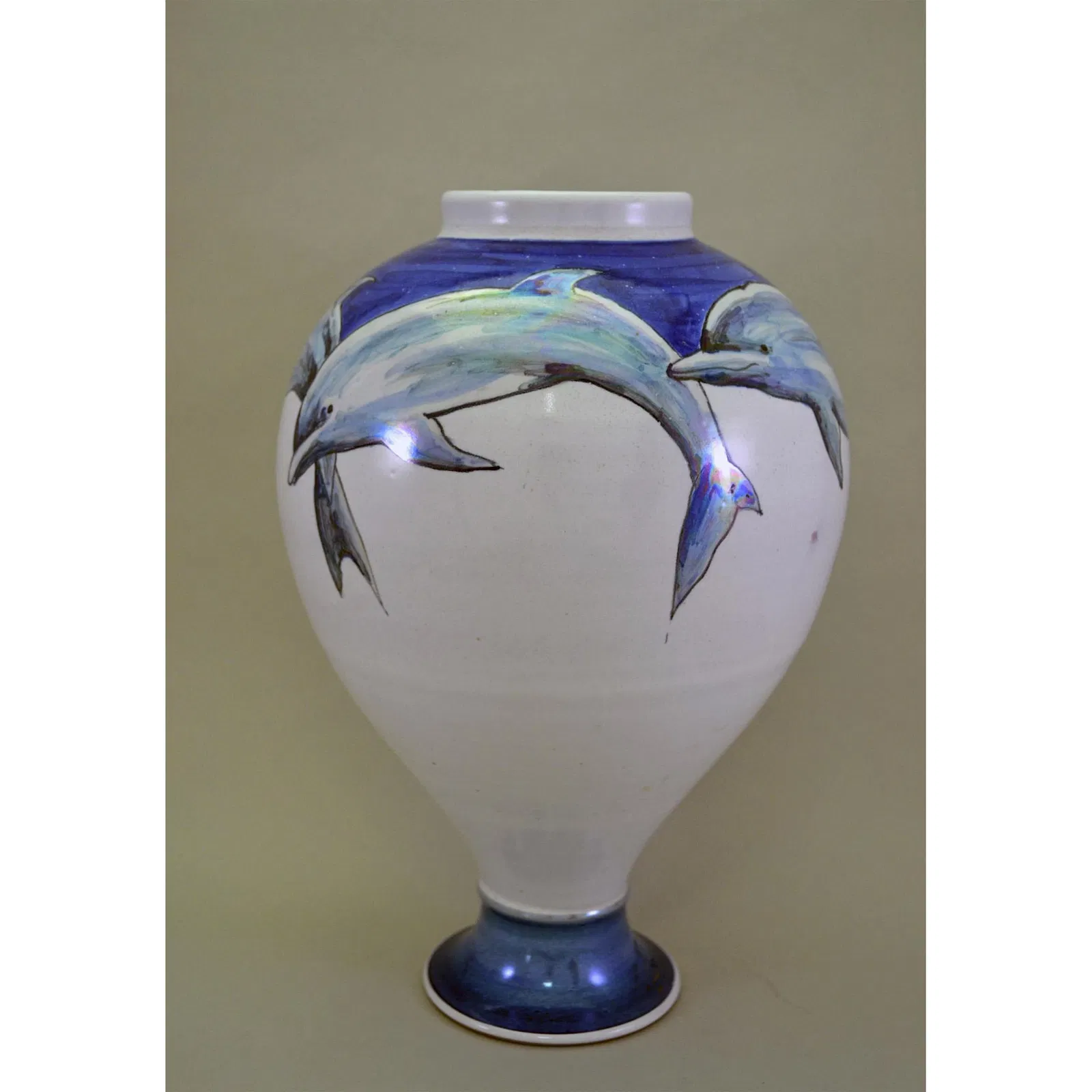 Hawkins Pottery Original Premier Tropical Dolphins Vase