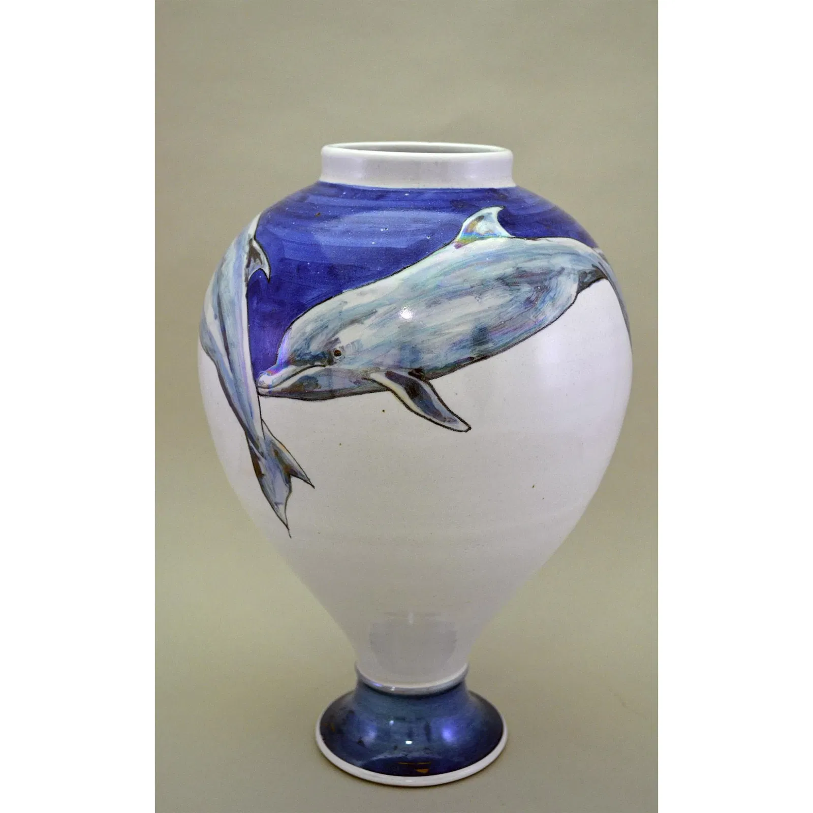 Hawkins Pottery Original Premier Tropical Dolphins Vase