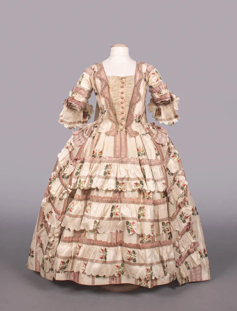 Robe A La Francaise & Original Petticoat, C. 1750