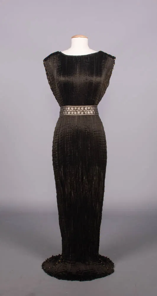 Fortuny Delphos Gown With Two Stenciled Belts, Italy, 1930s