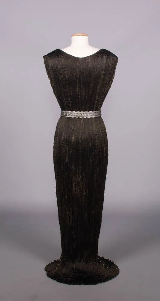 Fortuny Delphos Gown With Two Stenciled Belts, Italy, 1930s