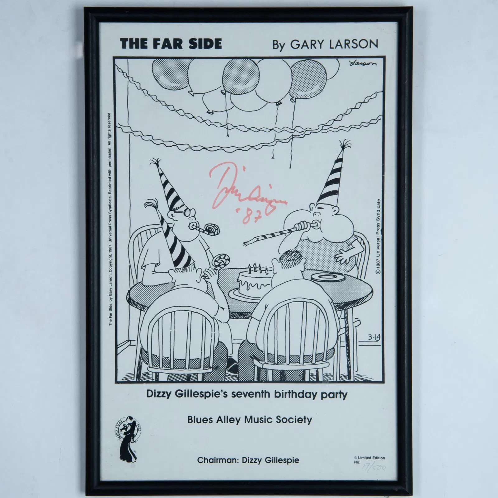 The Far Side Comic Print Signed by Musician Dizzy Gillespie