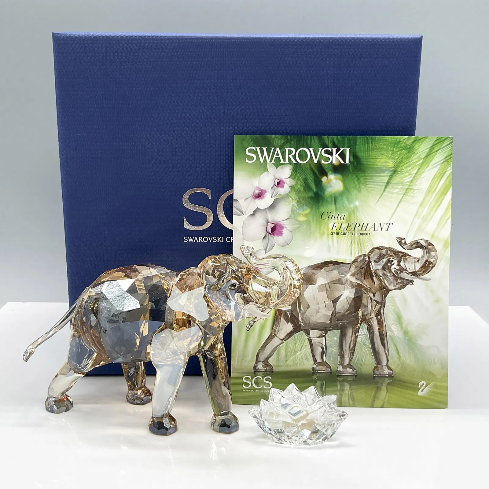 Swarovski Crystal Figurine, Cinta The Elephant with Plaque