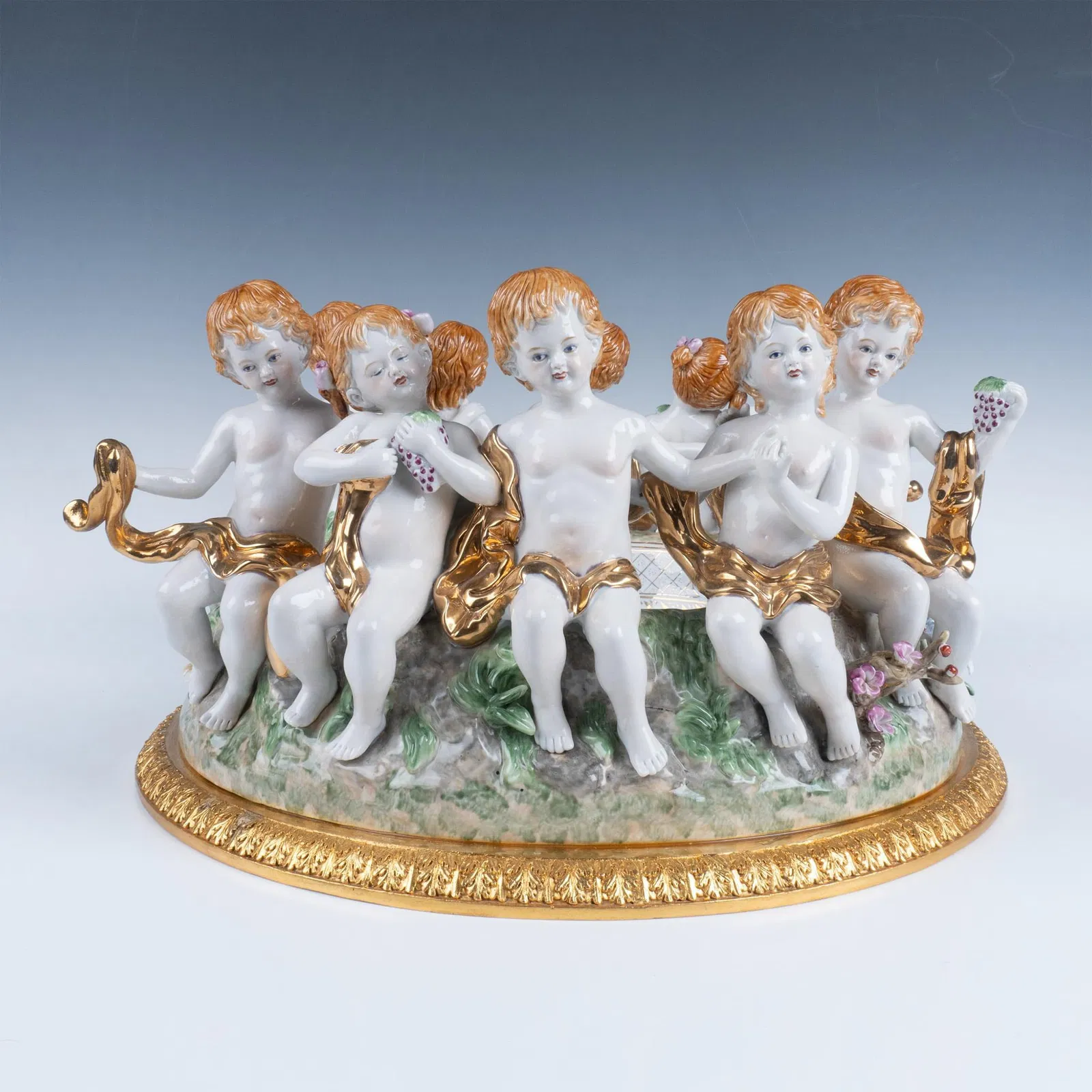 Richard Klemm Porcelain Cherub Ormolu Centerpiece Bowl