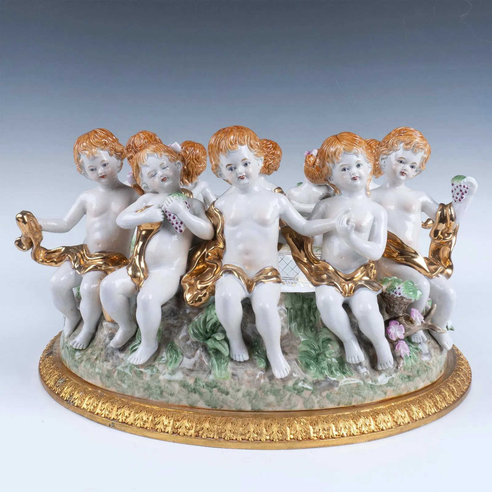 Richard Klemm Porcelain Cherub Ormolu Centerpiece Bowl