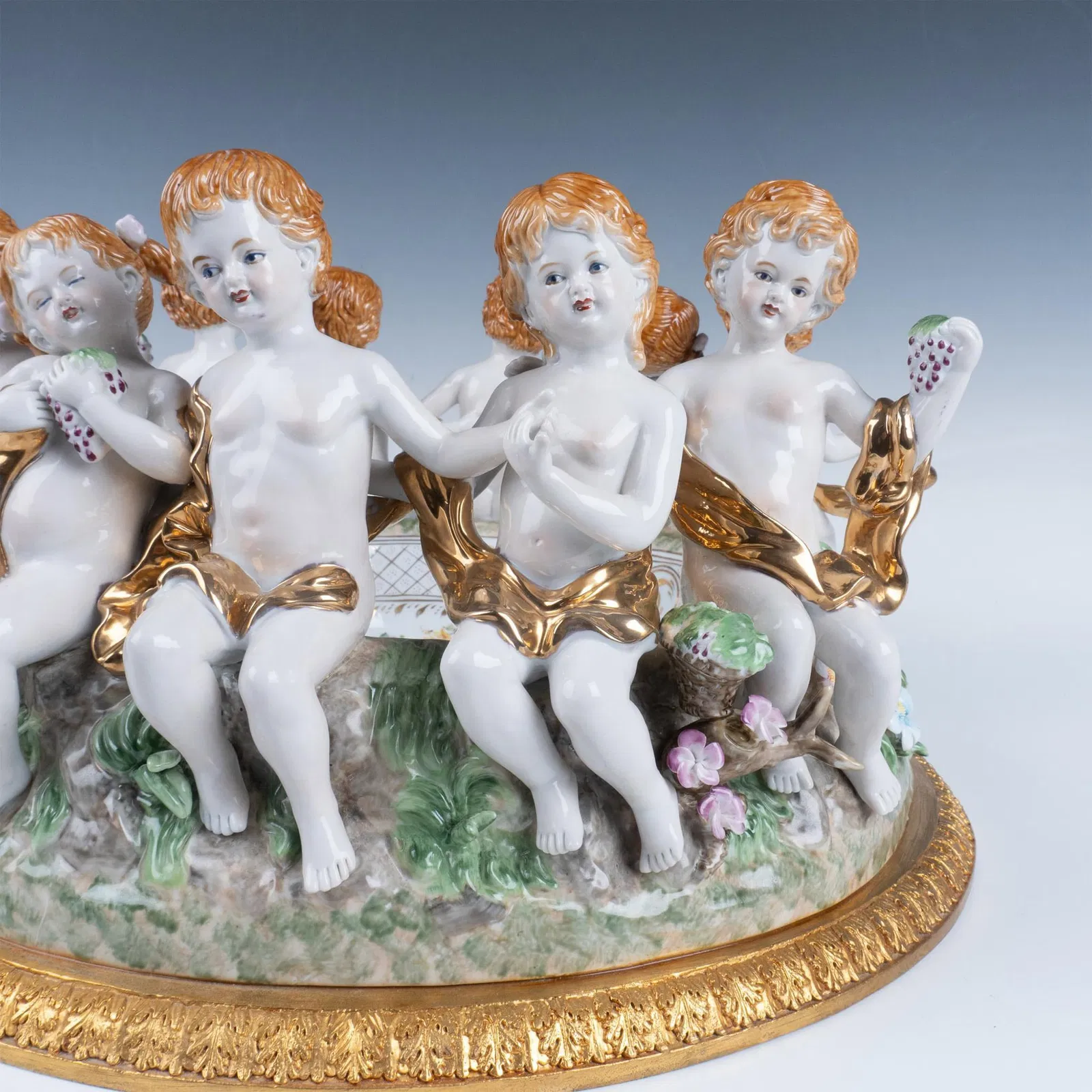 Richard Klemm Porcelain Cherub Ormolu Centerpiece Bowl