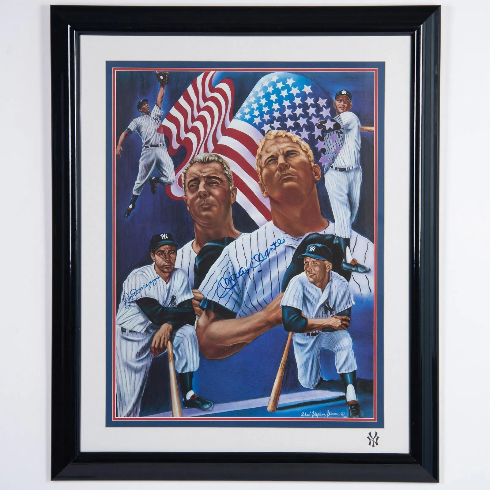 Joe DiMaggio and Mickey Mantle Autographed Lithograph, Stars N Stripes