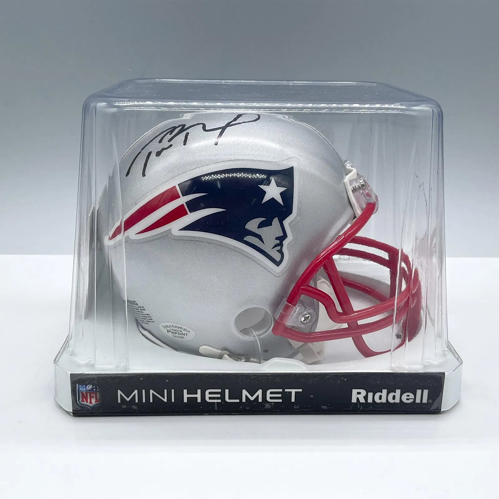 Riddell Patriots Mini Helmet, Signed Tom Brady