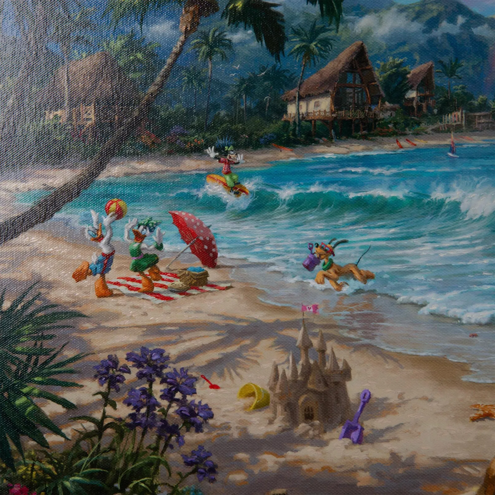 Hand-Embellished Color Giclee on Canvas, Hawaii Mickey