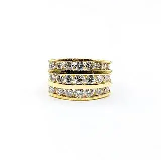 Luxurious 18k Three Row Diamond Band Ring