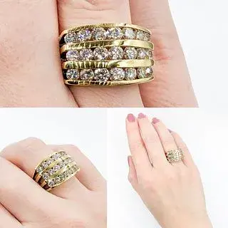 Luxurious 18k Three Row Diamond Band Ring