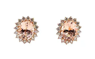 Fantastic Morganite & Brilliant Diamond Halo Omega Earrings