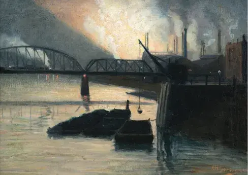 Aaron Gorson oil Nocturne on The Monongahela River