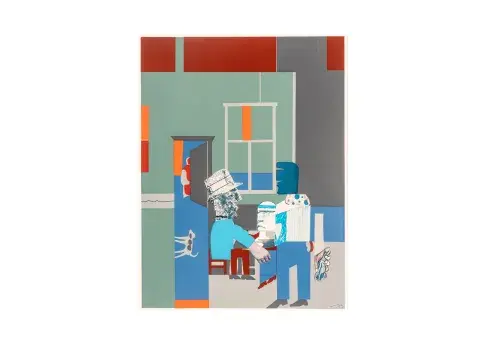 Romare Bearden, Screenprint with Collage Elements on Wove Paper, 1970, Carolina Blue (Interior)