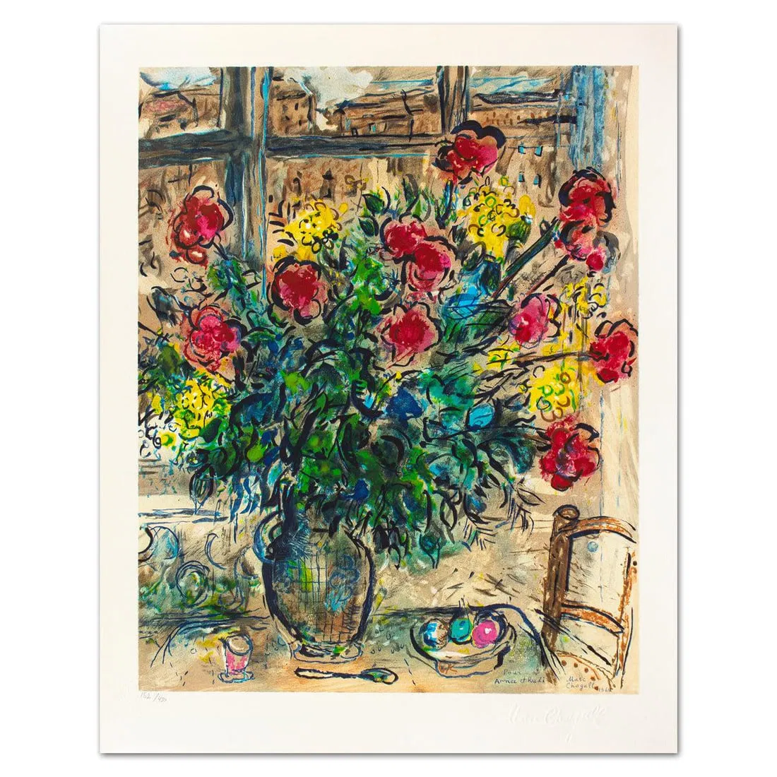 Marc Chagall- Lithograph "Le Bouquet Devant La Fenetre"
