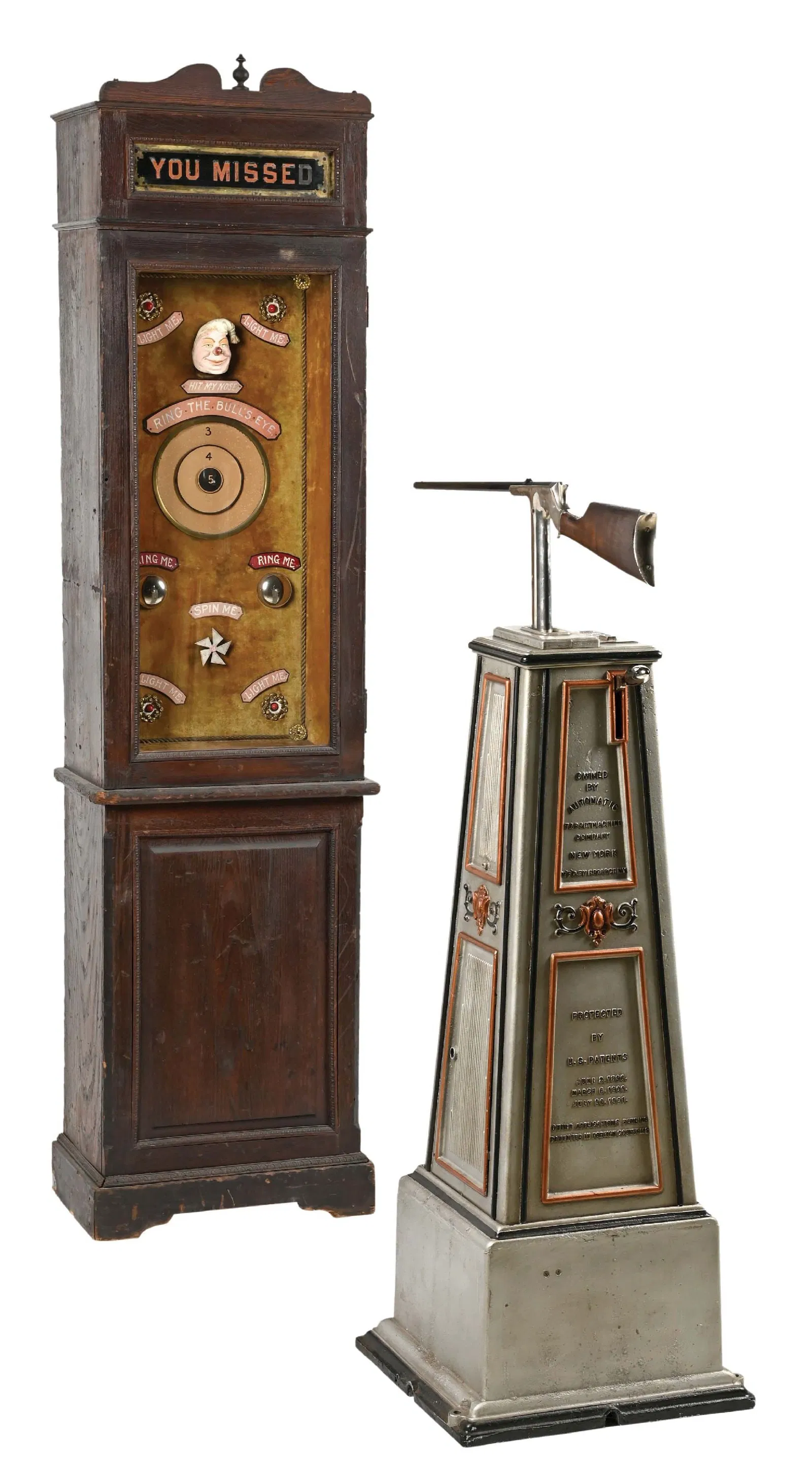 Very rare circa-1905 Ray-O-Lite rifle game made by Automatic Target Machine Co., possibly the only surviving example with its original target cabinet - $100,000-$200,000