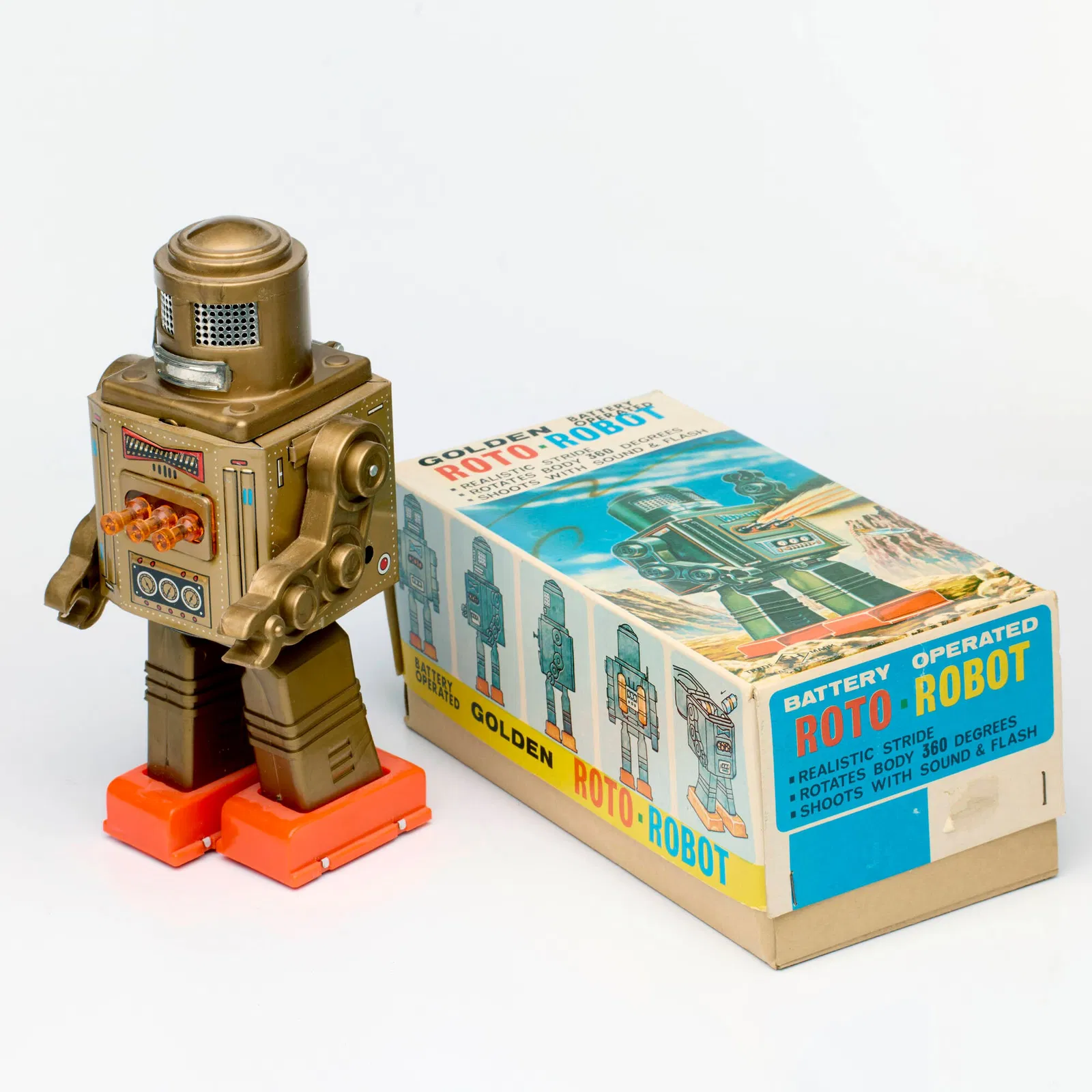  Lot #153, a Japanese S. H. Horikawa battery-operated Golden Roto-Robot, was estimated at $200 to $400 and sold for $1,800. Image courtesy of Landry Pop Auctions.
