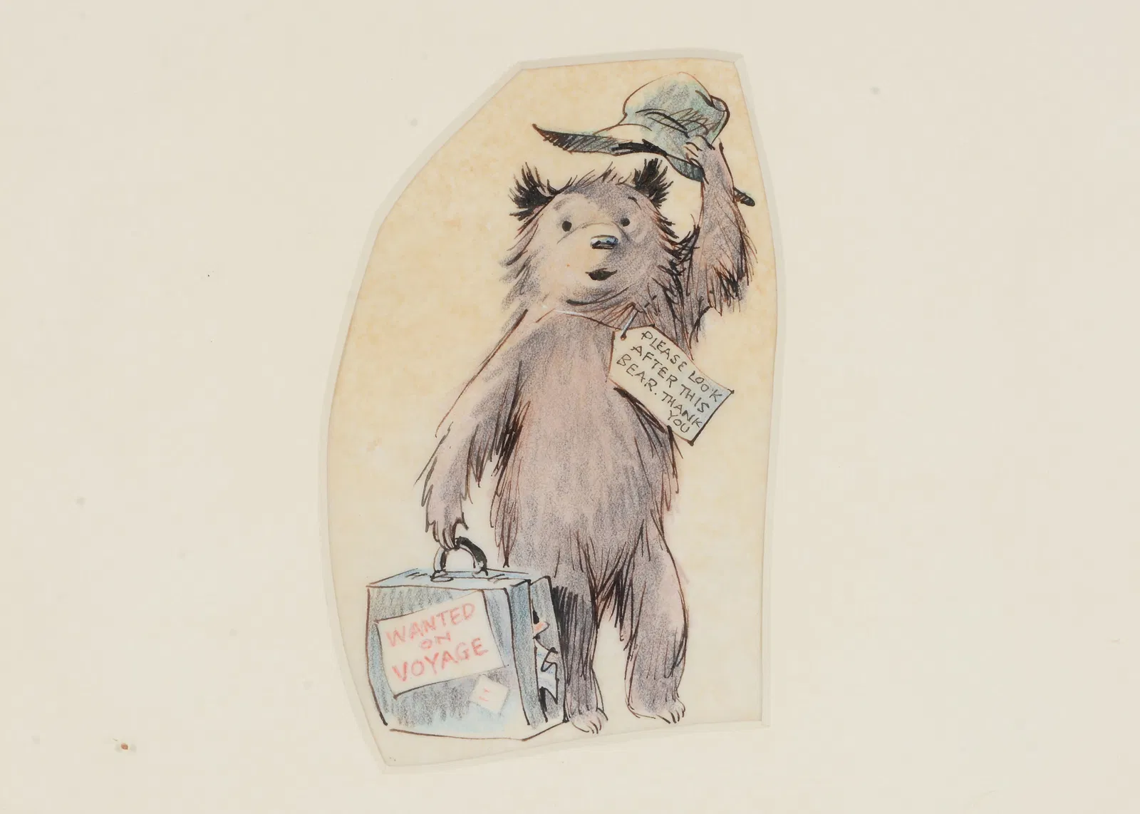 Lot #286, an original pen, ink, and watercolor illustration of Paddington bear by Fred Banbery, was estimated at £400 to £600 and sold for £5,000. Image courtesy of Special Auction Services. 
